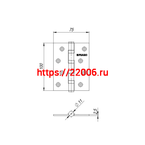 Универсальная петля Fuaro 4BB 100x75x2,5 мм CF «кофе» фото 3