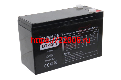 Аккумулятор герметичный 12В 7Aч HEMEN ENERGY DT1207(OT7-12)(151x65x94mm)(электромашинки)