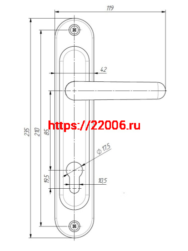 Ручка дверная Absolyute (Абсолют) на планке РФ1-85/08А (черный) фото 2