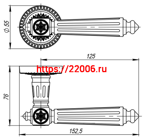 Ручка Armadillo (Армадилло) раздельная R.CL55.Matador (Matador CL4) SILVER-925 серебро 925 фото 4