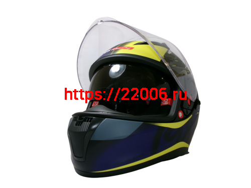 Шлем TVS RACING (Индия) STREET D/V DULL BLACK M.BLUE размер XXL, + пинлок в комплекте, очки фото 7