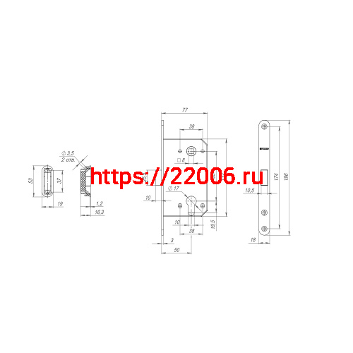 Корпус Fuaro (Фуаро) врезного замка MAGNM85C-50 (M85C-50) CP хром фото 3