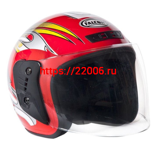 Шлем открытый FALCON XZH03 (Колобок) с забралом, размер M (61-62) (В КОРОБКЕ ПО 2 ШТ) СИНИЙ И КРАСНЫ