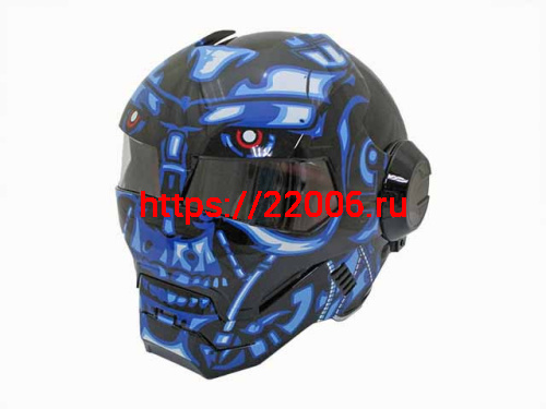 Мотошлем закрытый MASEI 610 с рисунком синий (M)