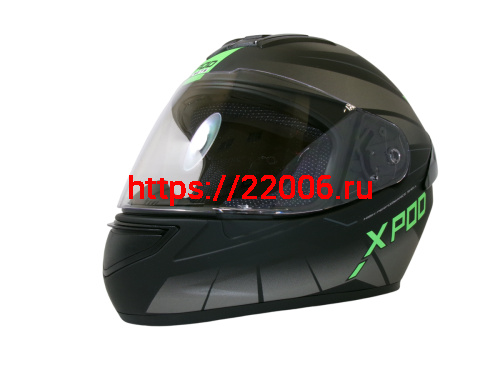 Шлем TVS RACING (Индия) XPOD DULL BLACK NEON GREEN размер M