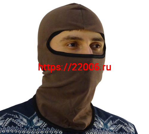 Подшлемник-балаклава (открыта только область для глаз, коричневого цвета с темной окантовкой 890058)
