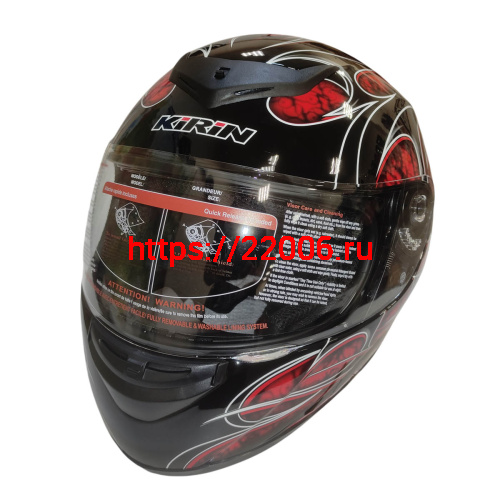 Шлем интеграл KIRIN K-22, черный, черн-крас матовый, черн-крас, размер M фото 6
