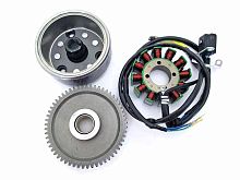 Магнето с шестерней обгон. муфты 57T(статор+ротор) 166FMM (CB250) (12 кат.) 160W (муфты нет)
