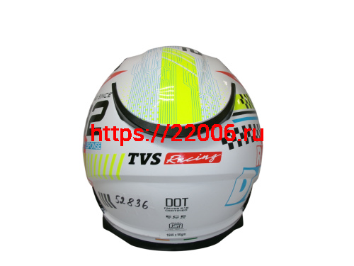 Шлем TVS RACING (Индия) STREET D/V WHITE YELLOW размер XL, + пинлок в комплекте, очки фото 3