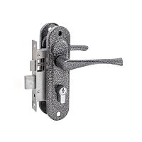 Замок Zenit (Зенит) врезной цилиндровый с защёлкой в комплекте с ручкой ЗВ4-50.01 (серебро), 5 кл.