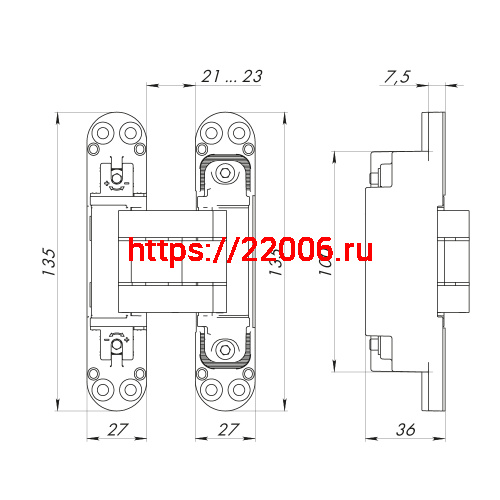 Петля Armadillo (Армадилло) скрытой установки U3D7800.VPG WH белый TECH фото 4