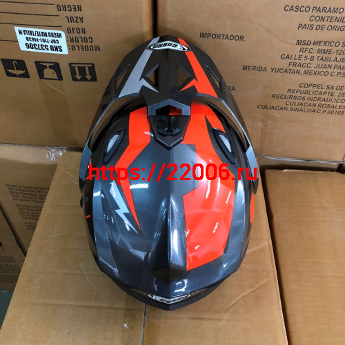 Шлем туринг (кросс со стеклом и очками) COBRA JK802, серо-оранжевый, размеры M фото 4